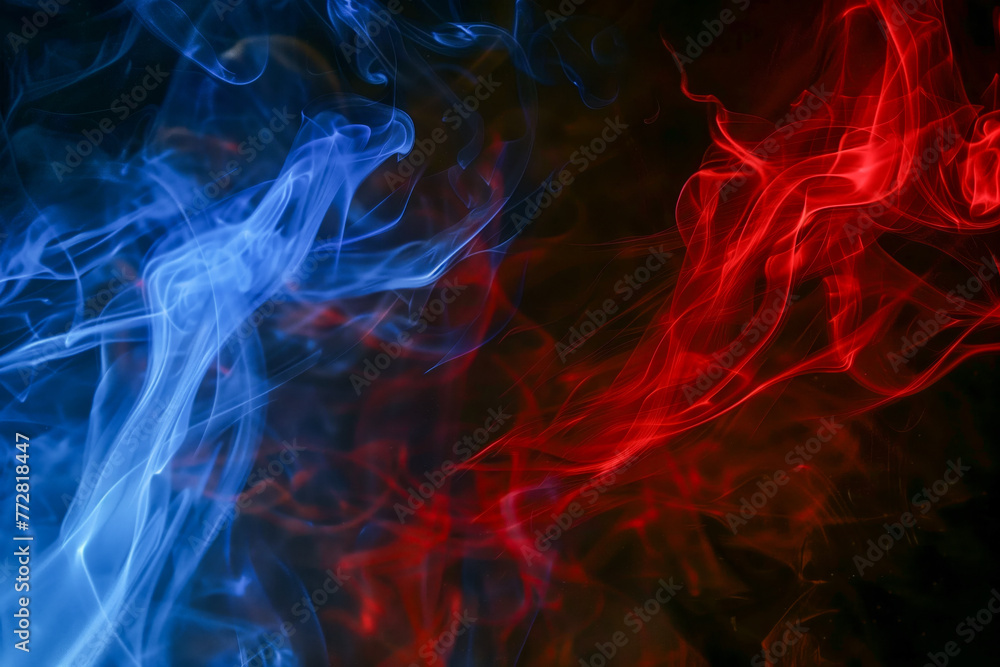 Red and blue fire on black background