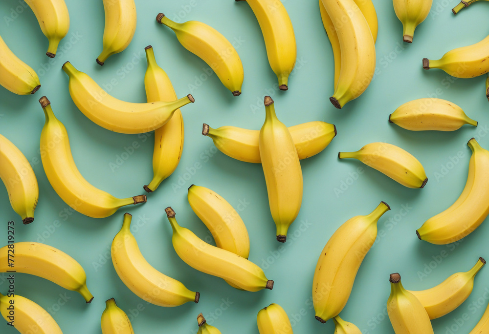 a collection of bananas isolated on a transparent background,   colorful background