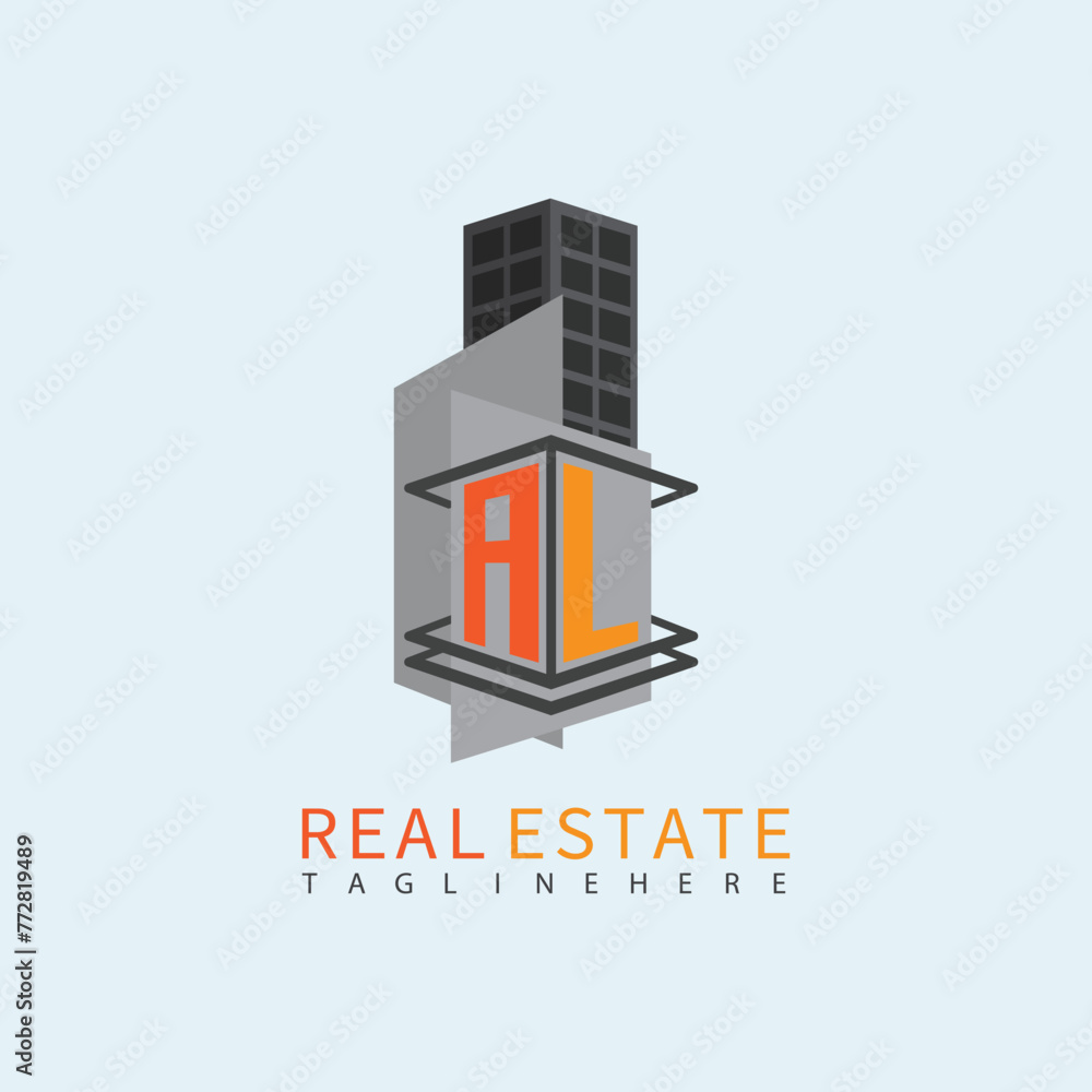 AL Real Estate Letter Monogram Vector Logo. Home Or Building Shape All Logo.