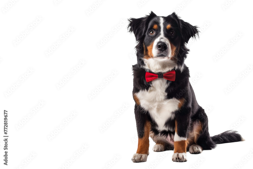 Black and White Dog With Red Bow Tie