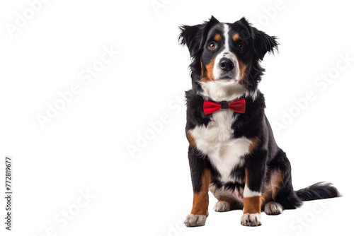 Black and White Dog With Red Bow Tie © Yasir