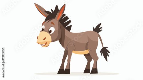 Cartoon Cute little donkey cartoon posing flat vector