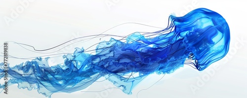 Abstract blue smoke on white background