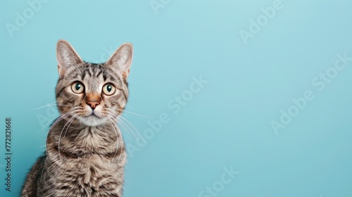 Curious Gray Tabby Kitten Gazing Upwards - Whiskers of Wonder Generative AI