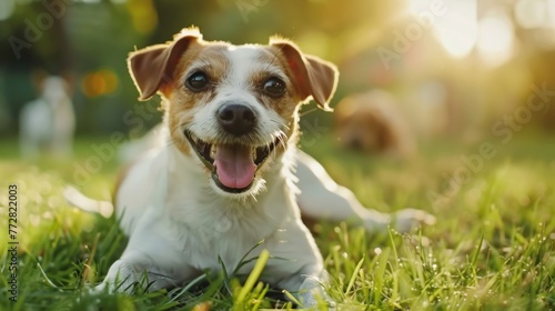 Sun-Kissed Jack Russell Terrier Reveling in Serene Greenery - Generative AI