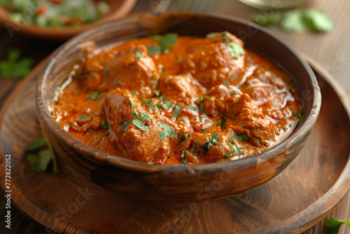 Authentic butter chicken dish, traditional Indian cuisine presentation