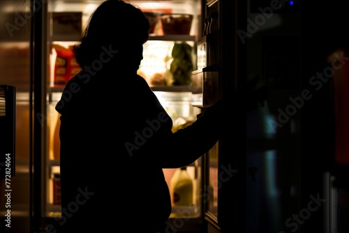 silhouette of someone at a fridge with door open