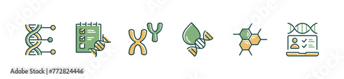 dna genetic icon vector set molecular helix biotechnology chromosome gene symbol illustration for web and app