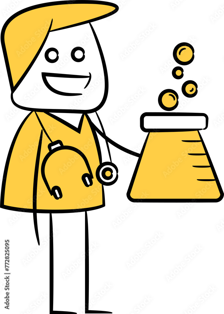 Doctor Character Holding Lab Flask Illustration
