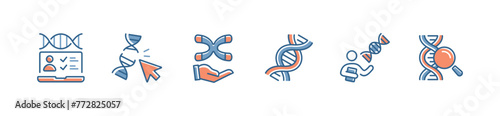 helix genetic dna icon set molecular chromosome biotechnology heredity science vector illustration