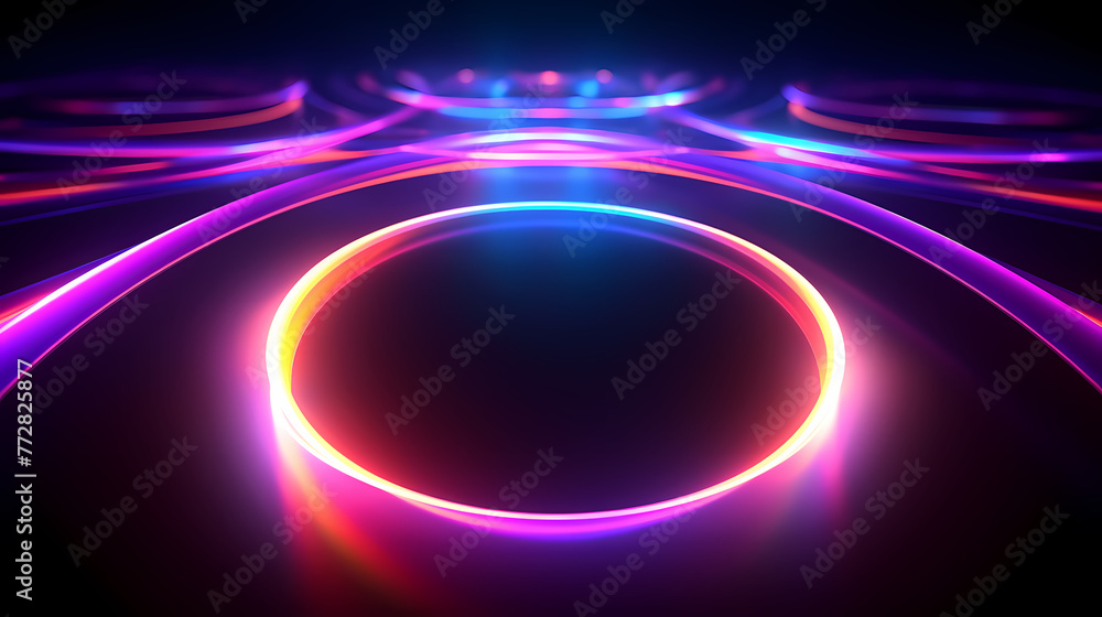Glowing neon circles modern abstract background Glowing neon circles modern abstract background