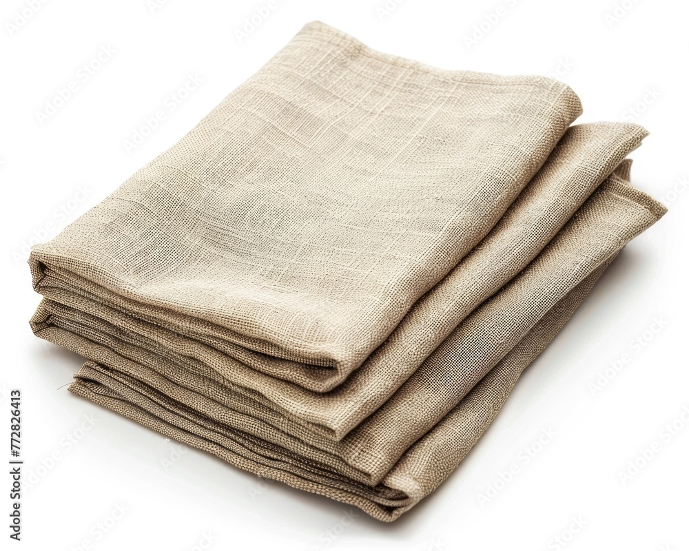Classic White Linen Napkin for an Elegant Table Setting - Isolated on White Background Classic White Linen Napkin for an Elegant Table Setting - Isolated on White Background