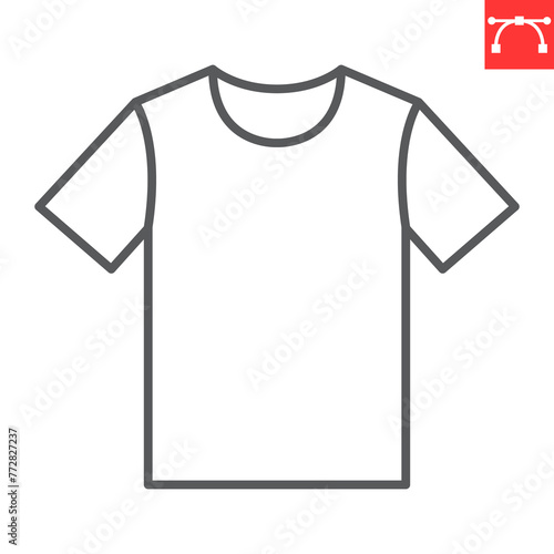 T-shirt line icon, clothes and sportswear, unisex t-shirt vector icon, vector graphics, editable stroke outline sign, eps 10.