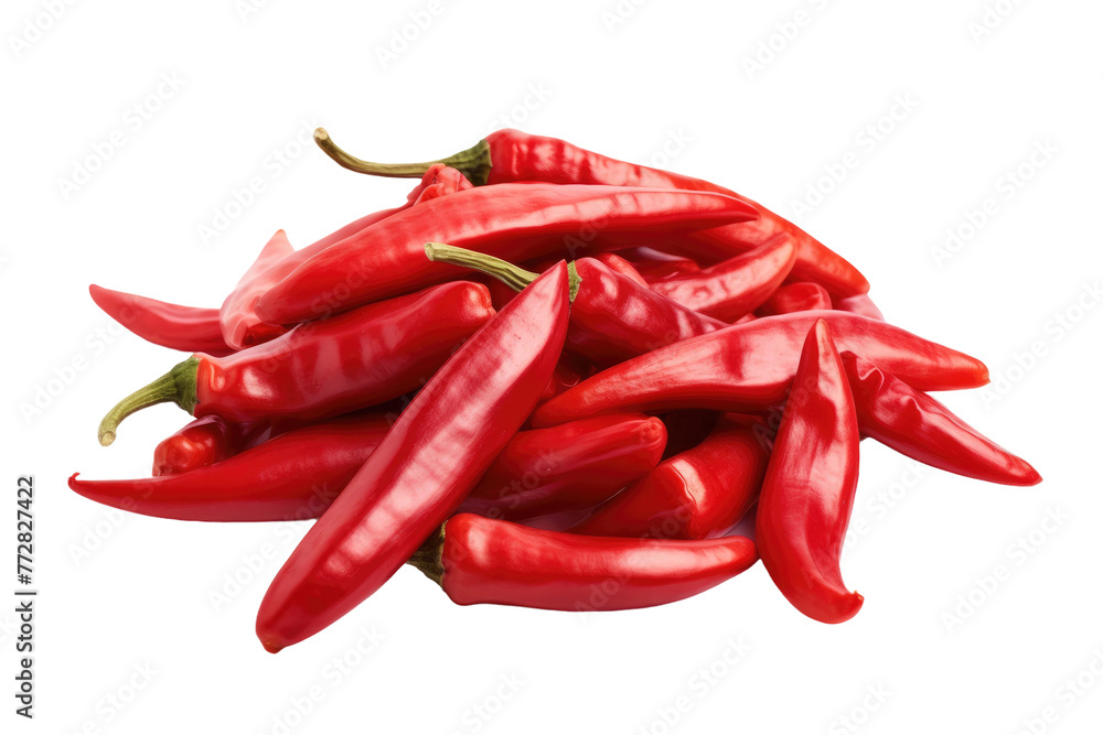 Fiery Red Cascade: A Pile of Sizzling Hot Peppers on a White Background. On a Clear PNG or White Background. Fiery Red Cascade: A Pile of Sizzling Hot Peppers on a White Background. On a Clear PNG or White Background.