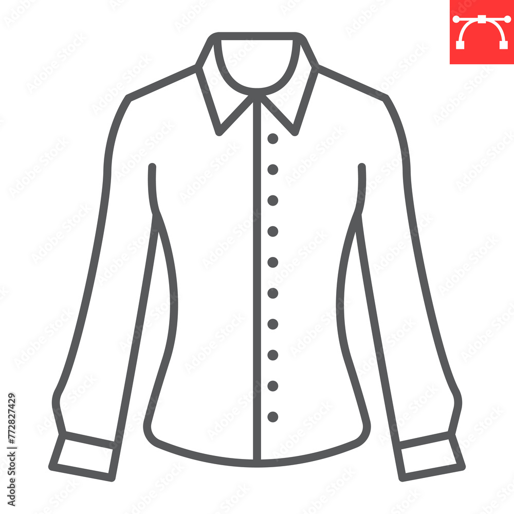 Blouse line icon, clothes and shopping, female shirt vector icon, vector graphics, editable stroke outline sign, eps 10. Blouse line icon, clothes and shopping, female shirt vector icon, vector graphics, editable stroke outline sign, eps 10.