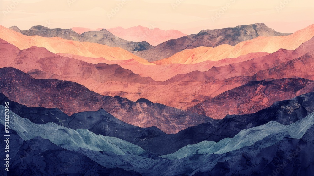 Naklejka premium Colorful layered mountain landscape illustration