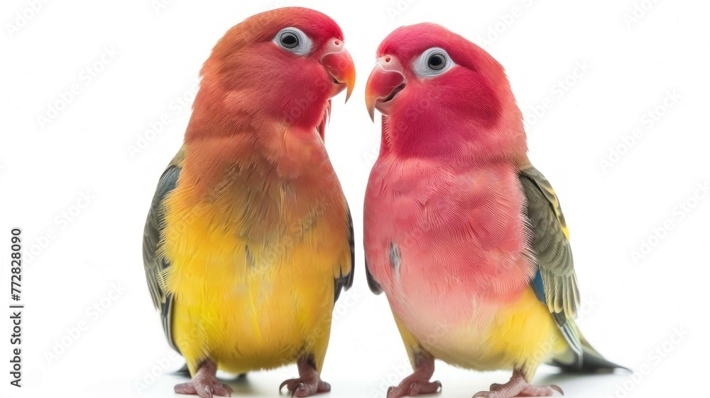 Two Vibrant Lovebirds Sharing a Perch in Perfect Harmony Generative AI Two Vibrant Lovebirds Sharing a Perch in Perfect Harmony Generative AI