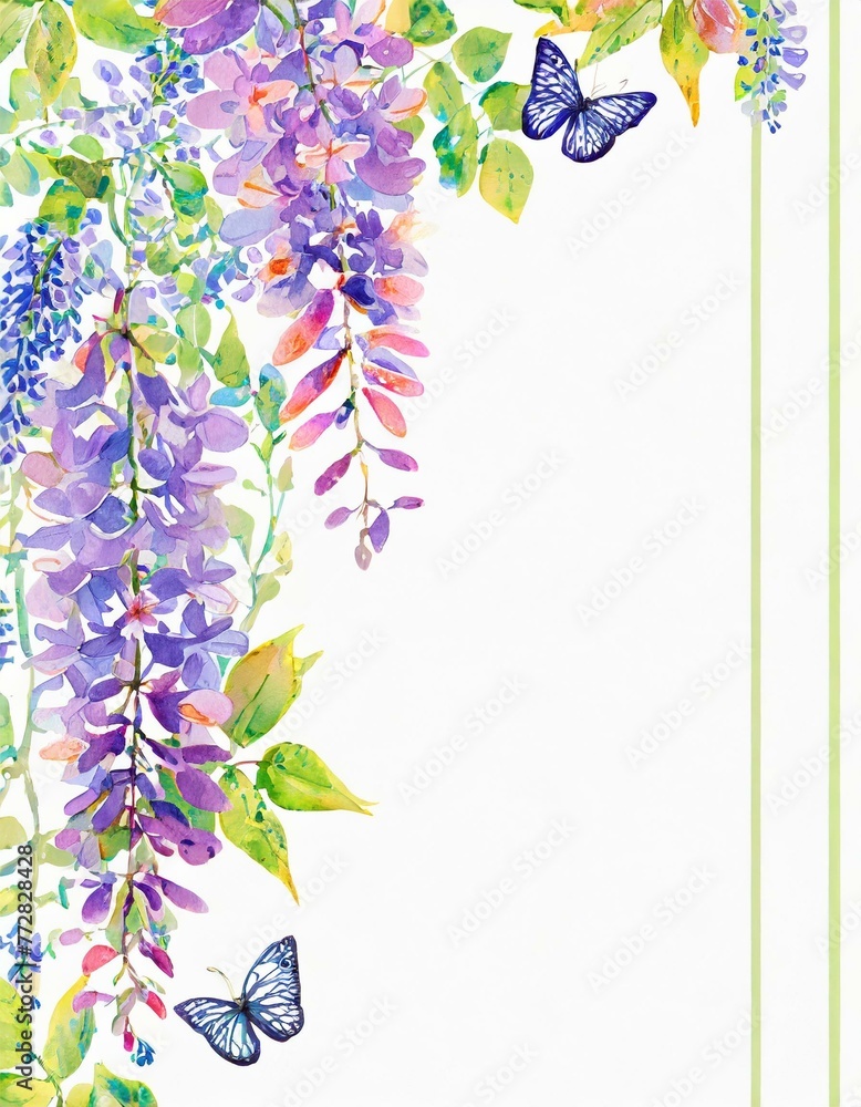 Obraz premium 藤の花と蝶々