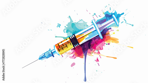 Colorful illustration with needle for your design flat