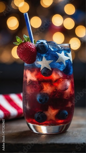 4th of July Cocktail on the bar counter.