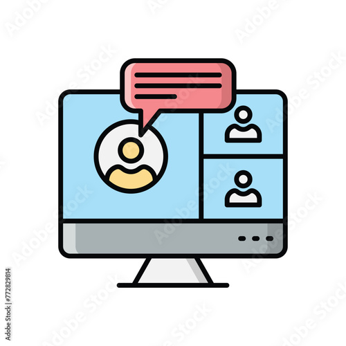 Color Line Video Conference vector icon