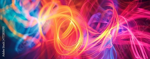 Abstract colorful light trails with motion blur