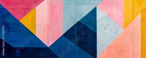 Colorful geometric shapes on mural