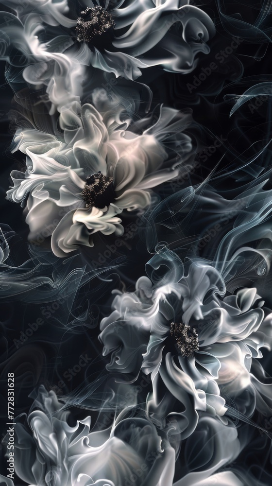 Abstract smoke flowers with dark background