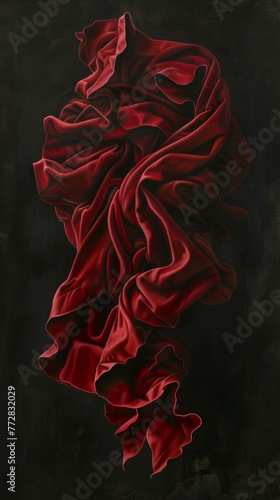 Elegant red fabric on dark background