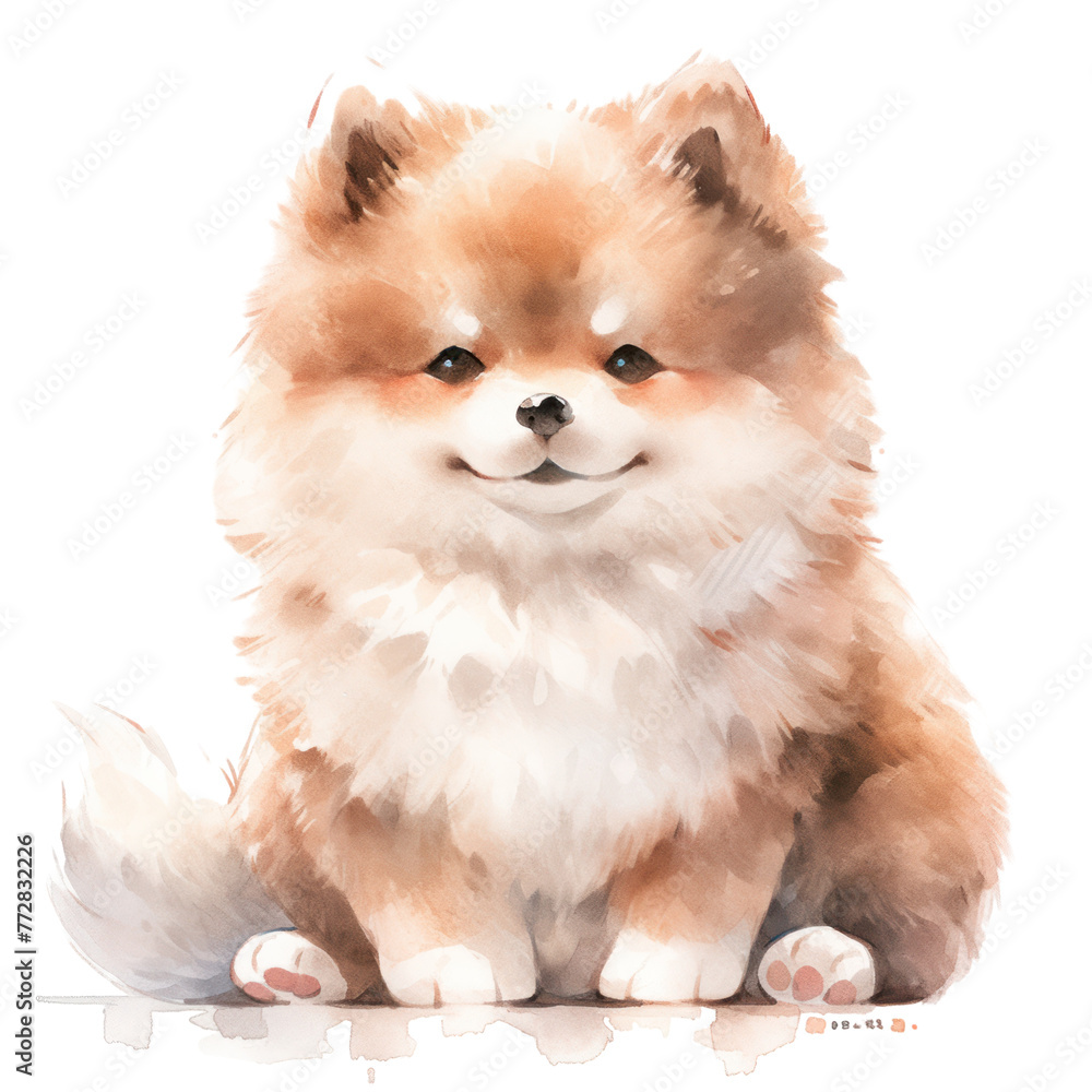 A cute little dog with a big smile on its face. The dog is sitting on a white background A cute little dog with a big smile on its face. The dog is sitting on a white background
