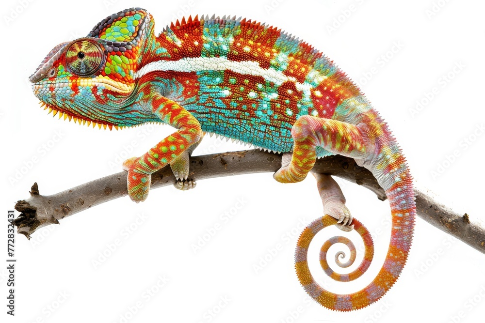Fototapeta premium Chameleon on a white background isolated