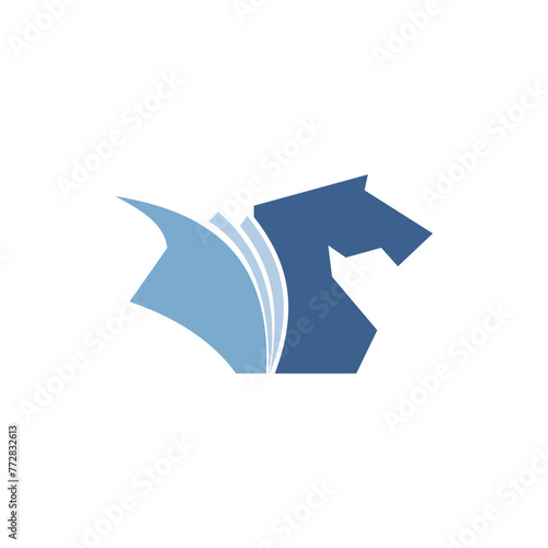 Vector Book Horse logo design icon suistable for business horse training business