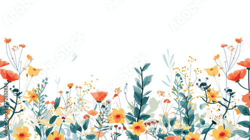 Beautiful floral background Flat vector isolated on white