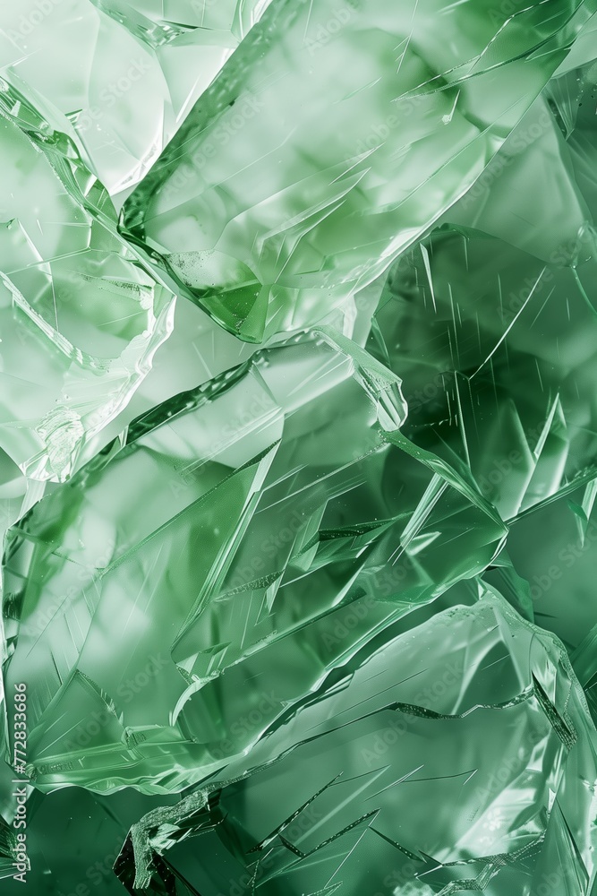 Fototapeta premium Vivid Green Shattered Glass Dynamic Cracks