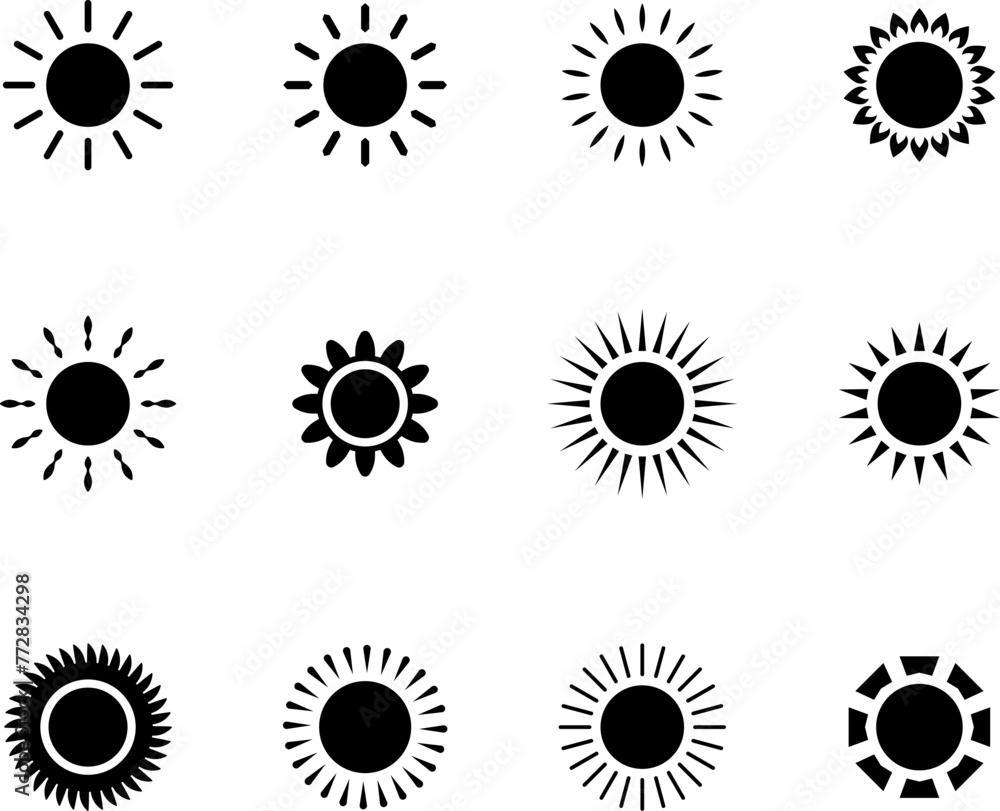 Set of sun icons - vector Set of sun icons - vector