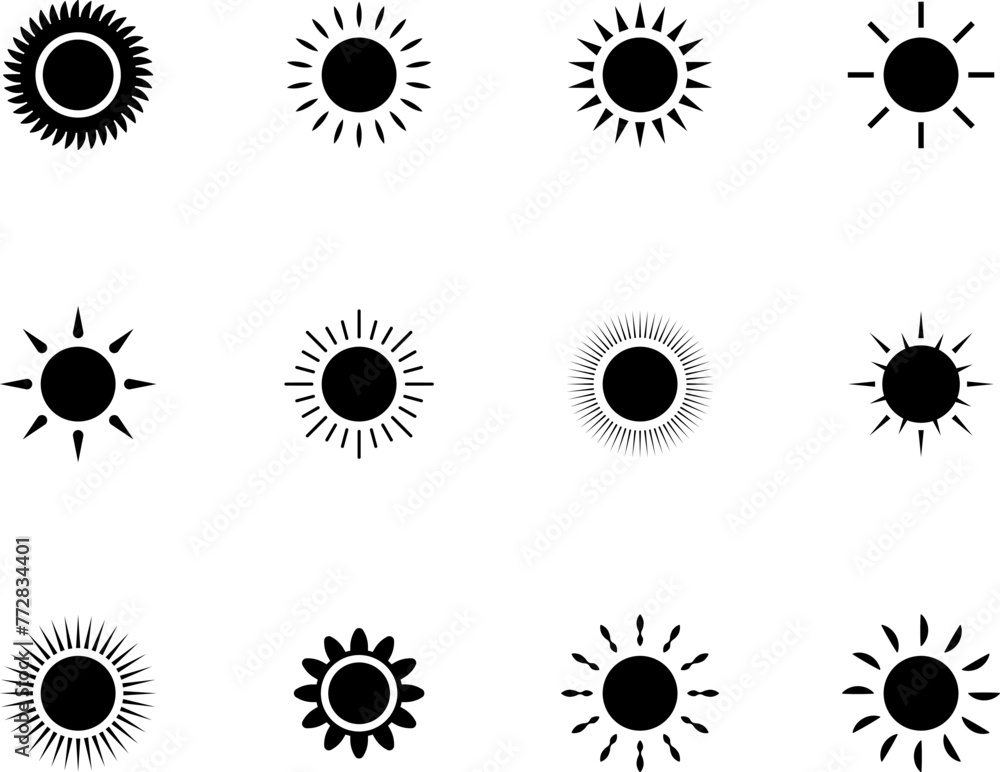Set of sun icons - vector Set of sun icons - vector