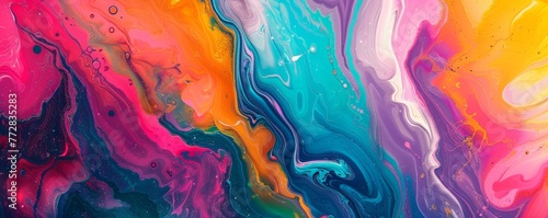 Vibrant acrylic paint swirls