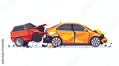 Fototapeta Naklejka Na Ścianę i Meble -  Car crash accident icon on white Flat vector 
