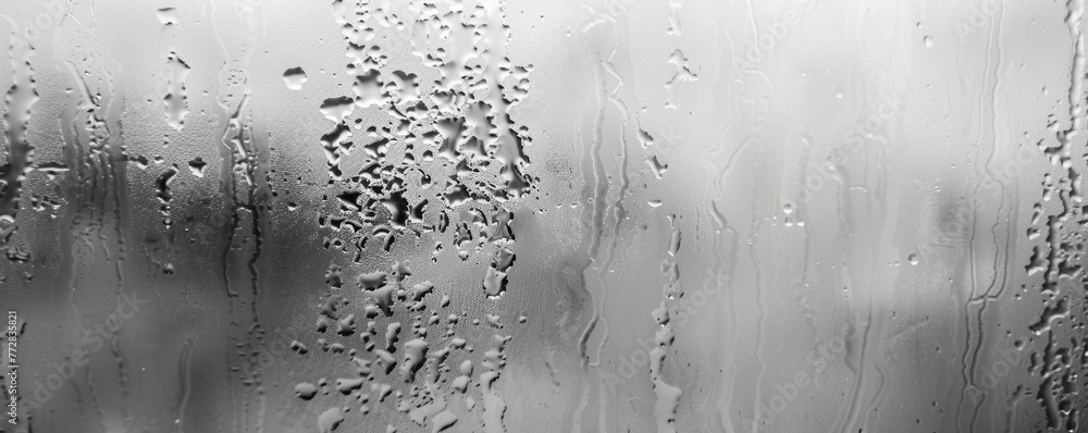 Condensation on glass with water droplets Condensation on glass with water droplets