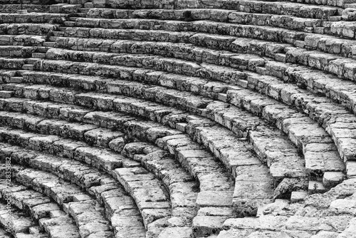 monochrome detail view of the greek Theater in Segesta