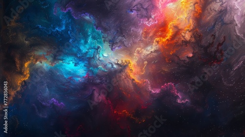 Abstract cosmic nebula with colorful gases
