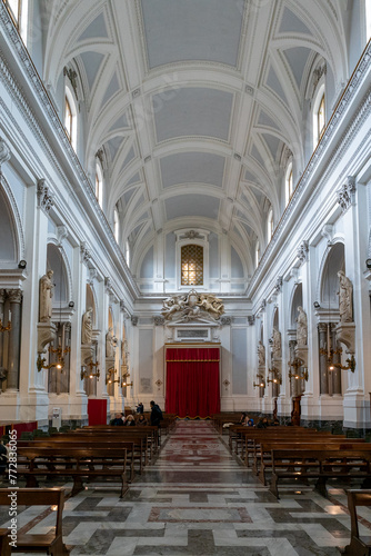 view of the central nave of the Palermo Cathedral