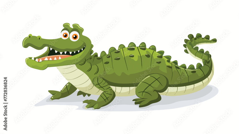 Fototapeta premium Cartoon crocodile isolated on white background