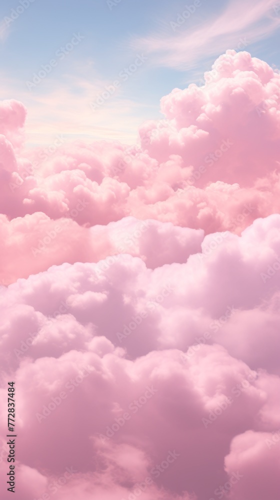 A pink sky with fluffy clouds A pink sky with fluffy clouds