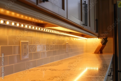 placing led strip lights under cabinets © studioworkstock