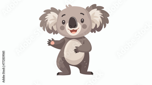 Cartoon happy koala on white background Flat vector isolated