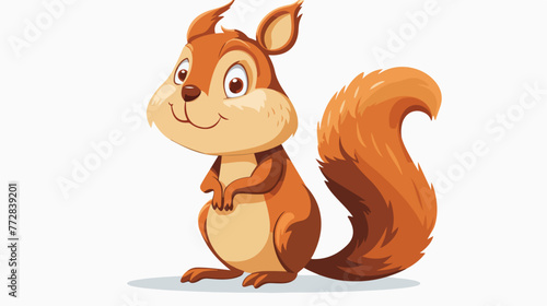 Cartoon happy squirrel Flat vector isolated on white