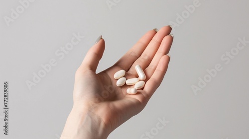 a hand holding pills