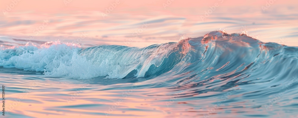 Gentle wave at sunset with warm colors