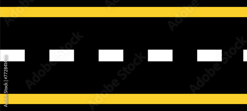 Straight asphalt road templates. seamless road background vector freeway road lanes with markings.